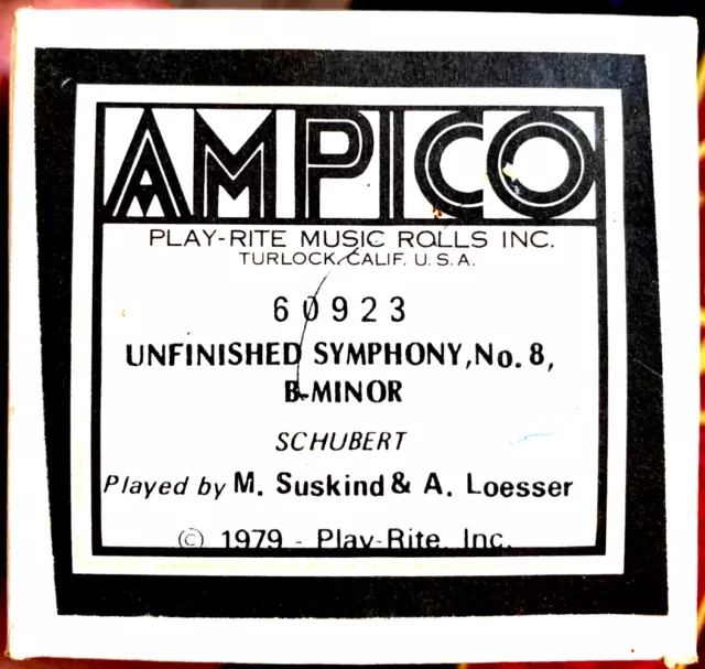 AMPICO Recut Schubert UNFINISHED SYMPHONY No.8 B-Minor 60923 Player Piano Roll