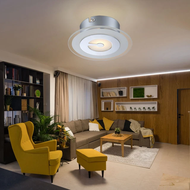 Plafonnier LED Hofstein - Lustre Moderne Aluminium Brossé - Pour Salon, Chambre, Cuisine