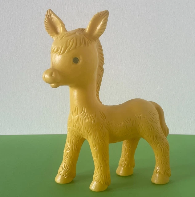 Ancien Jouet âne à Tirer Sur Roulettes - Plastique - Vintage