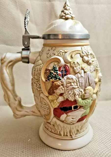 Christmas AVON Beer Stein Father Christmas 1994-Mint No  Box Lidded Santa Claus