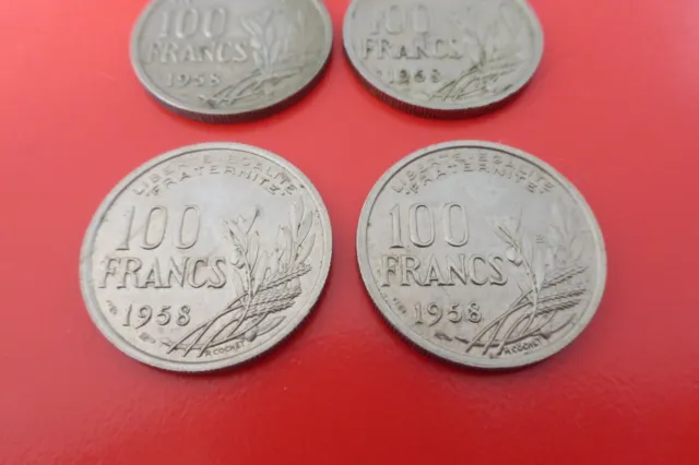 Lot 4 pièces 100F COCHET (1958 / 2 ex & 1958B / 2 ex) 2