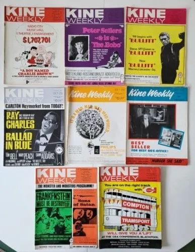 8 X Kine Weekly Magazines - 1960'S Bullit Steve Mcqueen Peter Sellers Rare