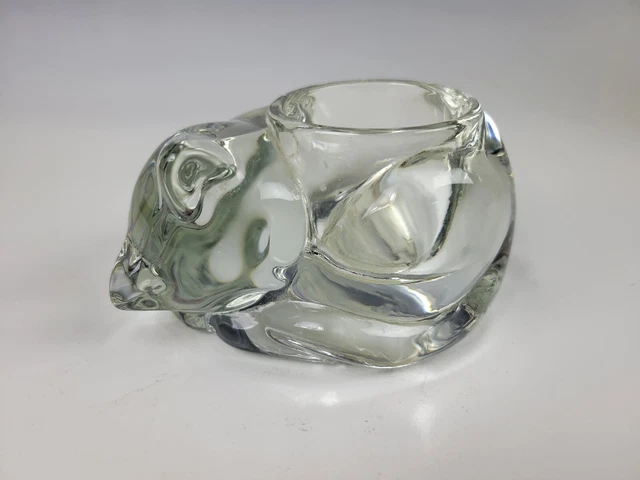 Indiana Glass Votive Candle Holder Sleeping Cat VTG Paperweight Home Décor