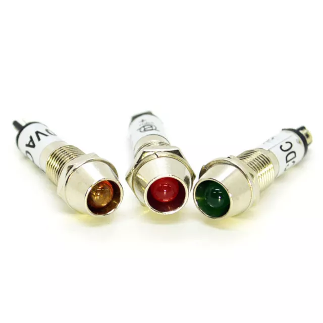 AC220V DC12V/24V Power Signal Indicator Light Neon Lamp Red Green Yellow XD10-8 3