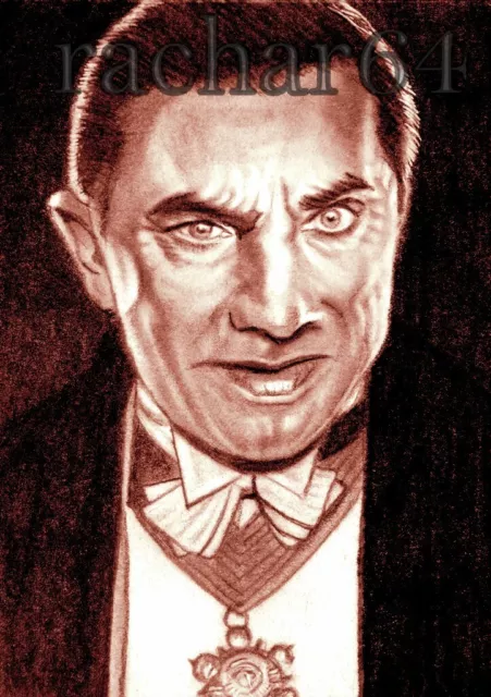 STAMPA (1/1) scheda schizzo ACEO Dracula (1931) stampa BELA LUGOSI