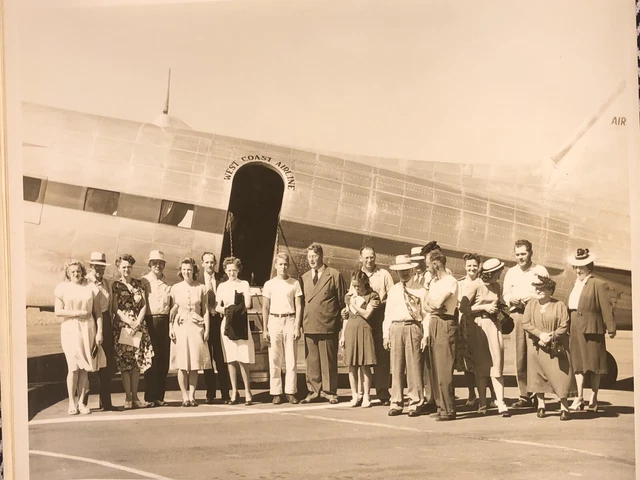 Vintage Lot Of 10 Black And White Photos ￼of West Coast Airlines & Passengers