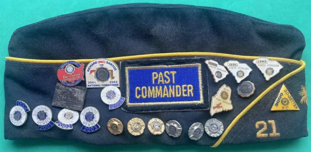 AMERICAN LEGION HAT CAP SUMMERVILLE, SC #21 W/20 PINS Past Commander Veteran