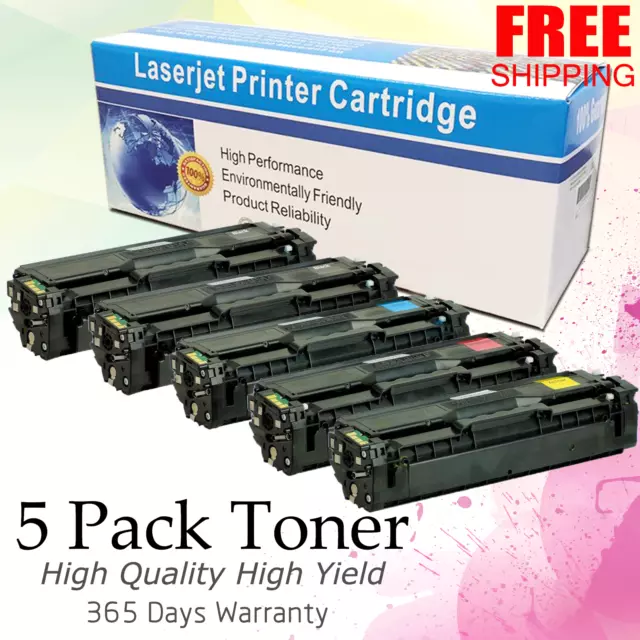 5 PK CLT-K504 Black Color SET Toner  for Samsung C1810W C1860FW CLP-415 CLP-475