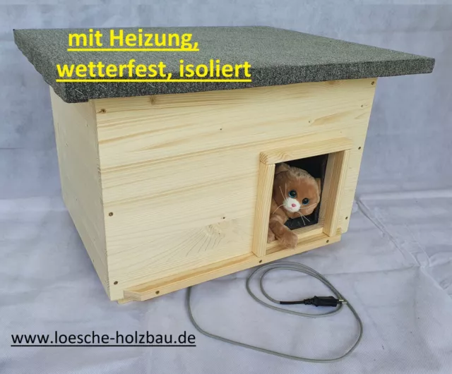 Katzenhaus mit Heizung unbehandelt Katzenhütte Wurfkiste wetterfest isoliert