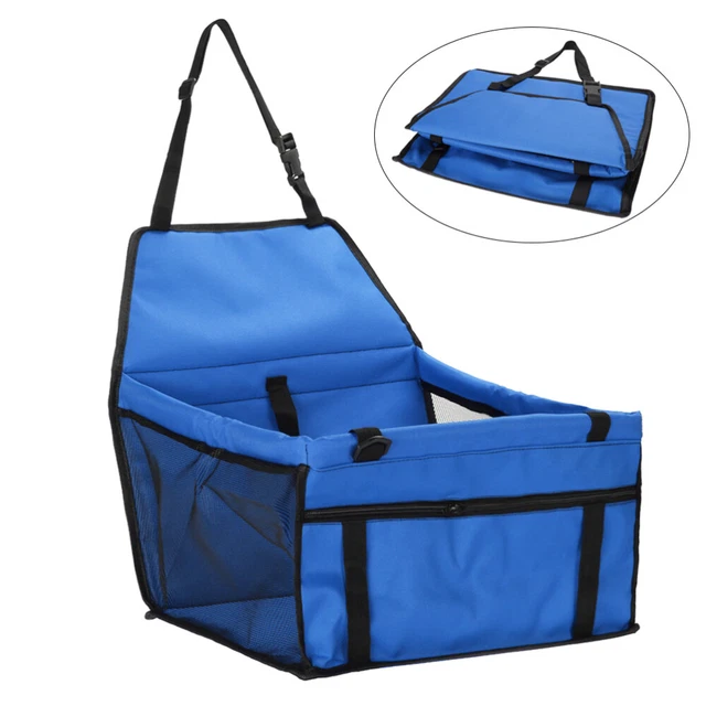 Asiento elevador de coche portátil para perro asiento de coche para mascotas bolsa de viaje suministro para perros (azul)