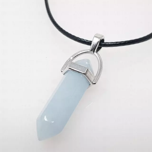 Angelite Necklace Quartz Pendant Crystal Gemstone Healing Stone High Quality UK