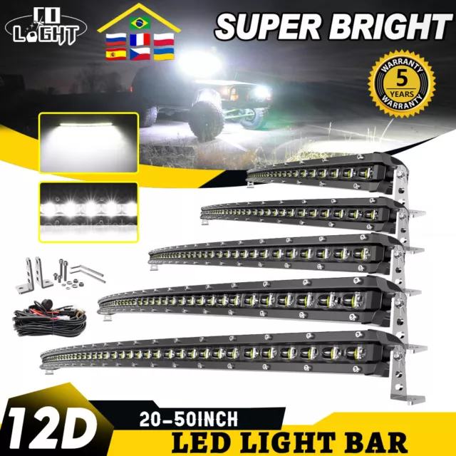 Ultra-thin Slim 20 26 32 38 44 50 Curved LED Light Bar Off Road Driving SUV ATV