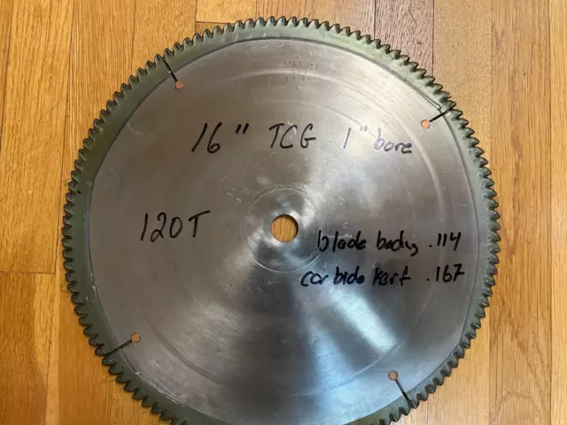 American 16" 120 tooth 1" bore TCG Industrial Crosscut Saw Blade