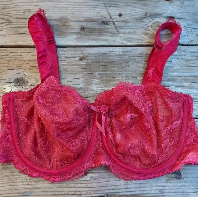 32DDD CHANTELLE 2805 Womens Chantilly Demi Red Sheer Lace