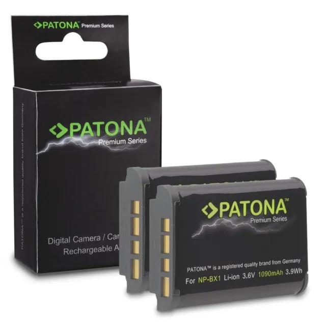 2x Batteria Alta Qualità Premium PATONA NP-BX1 ricambio SONY DSC-HX80 DSC-HX90