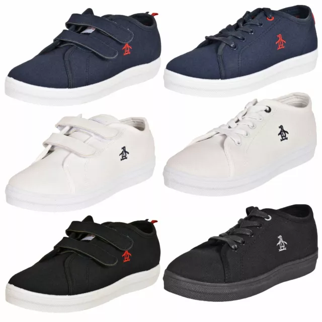 KIDS PENGUIN PLIMSOLLS Trainers Flat Youth Pumps Canvas PE Shoes UK Size 10 5 7.99 PicClick UK