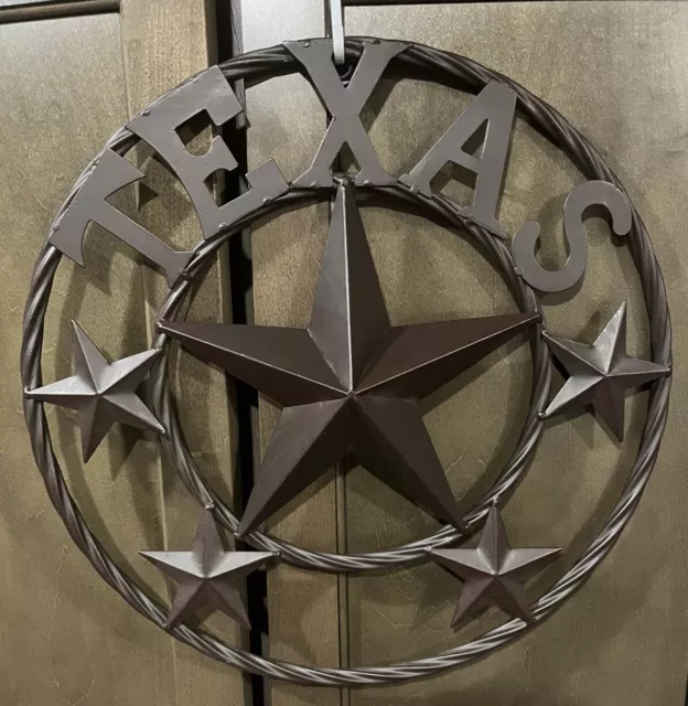 TEXAS 16” LONE STAR BARN OUTDOOR SIGN Twisted Rope Rustic Ring Decor ...