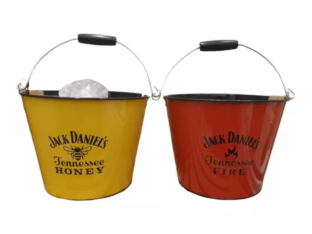 Official Jack Daniels Tennessee Honey & Fire Metal Ice Buckets Set