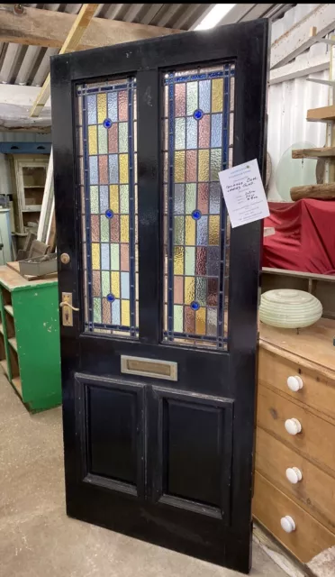 LEADED (Coloured) - GLASS DOOR - FRONT ENTRANCE RECLAIMED / VINTAGE / SALVAGED