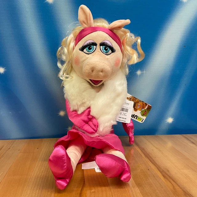 Disney Store Muppets MISS PIGGY Plush Wearing Pink Dress 19" NEW With Tags