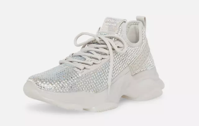 NEW Steve Madden Women's Maxima Knit Rhinestone Fashion Sneaker