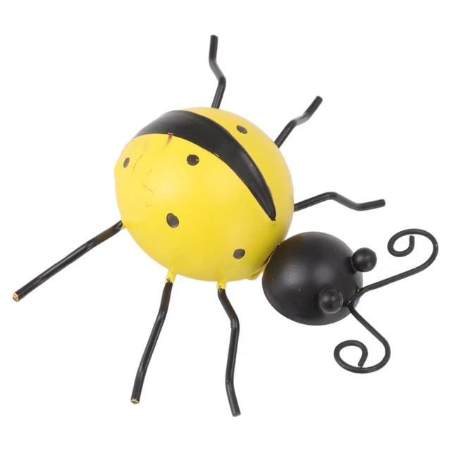 4Pcs Ladybug Wall Decor Lady Bug Ornament Wrought Iron Insect Figurine 2