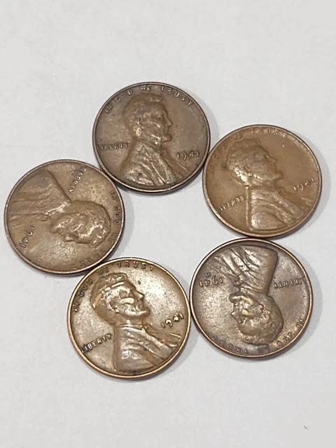 Lincoln Wheat 1 Cent Penny Vintage us Coin Currency Lot (1941-3)