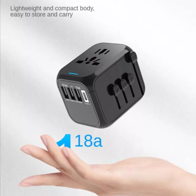 International Universal Travel Adapter With 3/4 USB+ Type C AC Power Charger AU