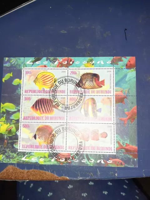 burundi x 6 values fish stamps #2