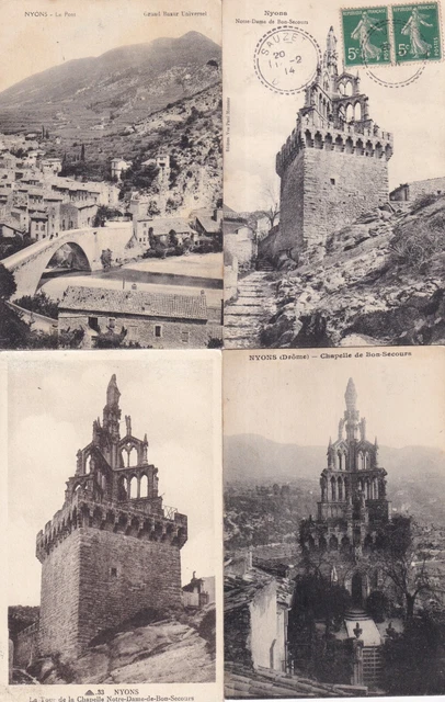 Lot de 4 cartes postales anciennes old postcards NYONS DRÔME 7