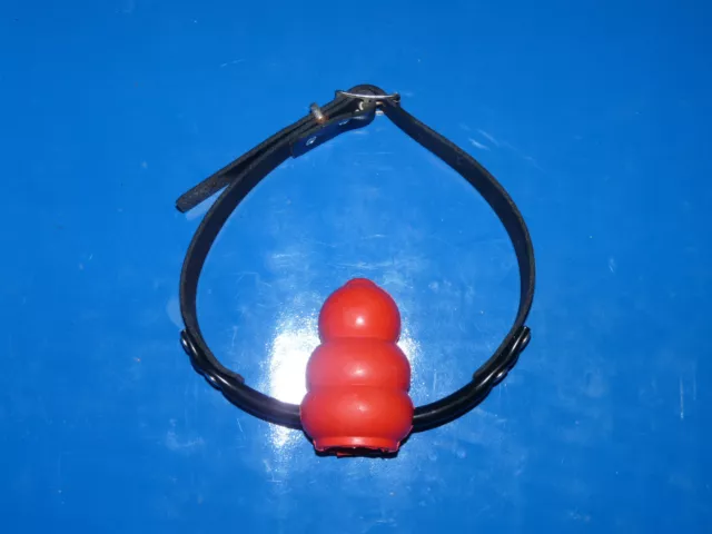 new real leather XL RED RUBBER MOUTH FILLER ball Gag Ballgag bondage fetish sale 3