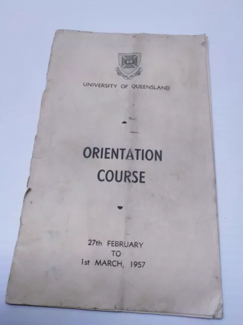 vintage orientation course booklet 1957 university of Queensland