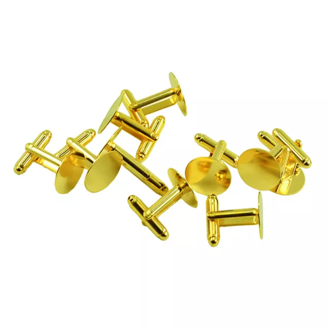 10Pcs Gold Tone Cufflink Cuff Link Backs Blanks Bases 15mm Jewelry Findings