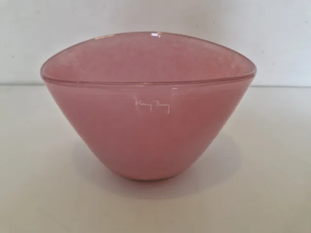Henry Dean - Vase en verre soufflé - Design XXe - 2,020 kg - Rose