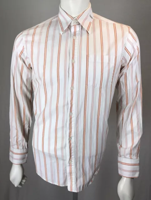 Chemise homme Mexx blanche moyenne à rayures orange double bouton manchette coton