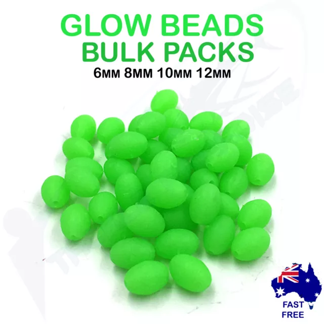 100x Fishing Lumo Soft Glow Beads Green Oval Size 7X10mm Tackle lure Fishing