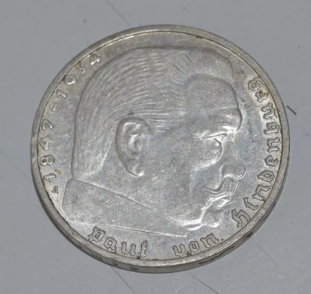 Deutsches Reich 2 Reichsmark 1939 A »Paul von Hindenburg«, Silber ungereinigt