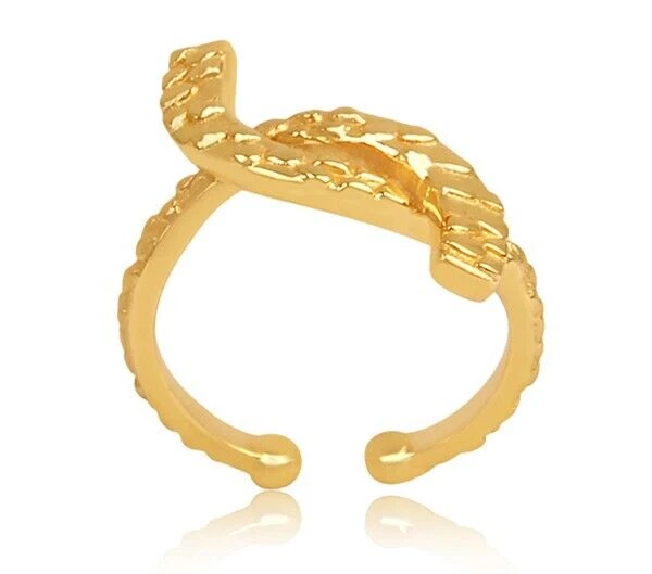 Snake Adjustable Rings Yellow Gold Finish Handmade And Hammered Open Band Rings