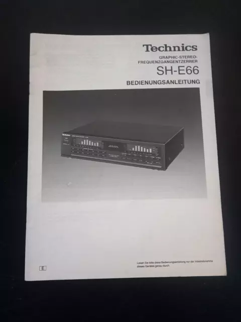 Istruzioni / Manuale Originale Technics Sh-E66 Equalizzatore Stereo