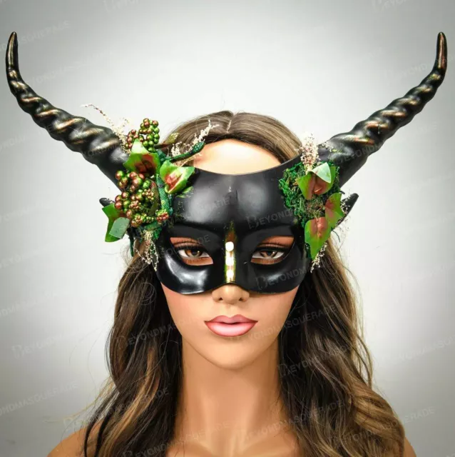 Halloween Costume Ram Horns Fairy Headband Dragon Satyr Headpiece Woodland Black