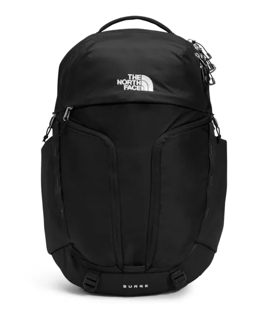 The North Face Surge Water Repellent Ripstop Backpack in Black/Black