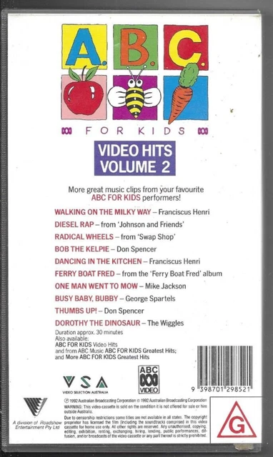 ABC FOR KIDS : Video Hits Volume 2 (Pal Vhs Video) near new (ABC VIDEO ...
