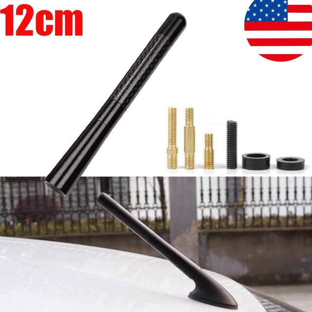 Black Universal 4.7" Carbon Fiber Sports Car Auto FM AM Radio Antenna Adjustable