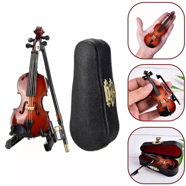 Mini Violin W/ Case Music Instrument Gift Wooden Mode Collection Small Tiny AU