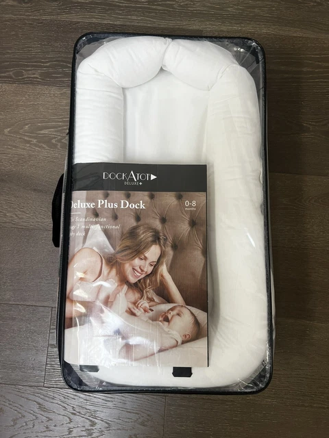 DockATot Deluxe+Plus White Infant Lounger Pillow Cushion Baby Dock 0-8m Portable