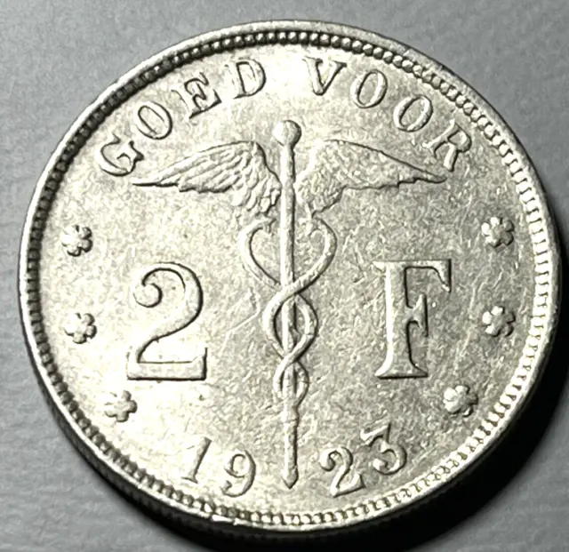 1923 Belgium 2 Francs Coin Unc.