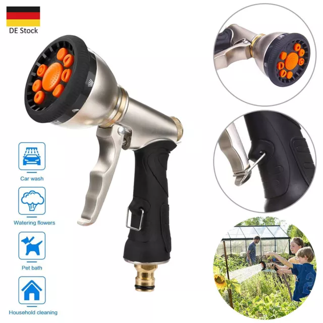 Garten Hand Schlauch Brause Sprüh Pistole Metall Wasser Spritze Bewässern