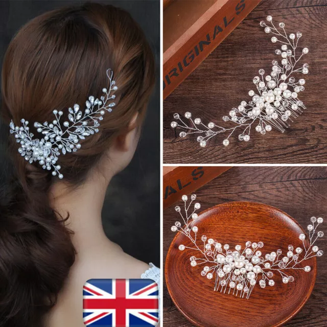 Fashion Bride Flower Wedding Hair Vine Crystal Bridal Hair Piece Accessories UK