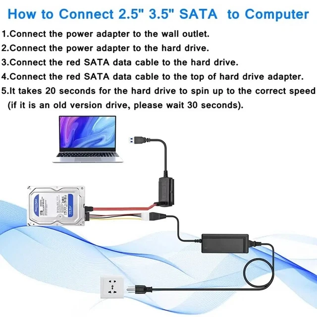 UNITÀ SATA/PATA/IDE A adattatore USB 2.0 cavo convertitore per disco ...
