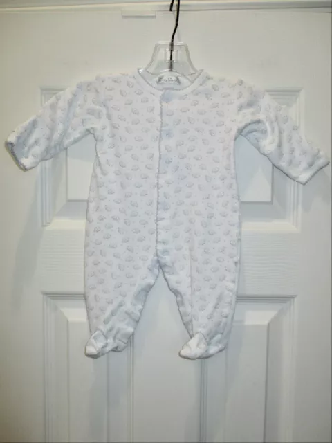 Kissy Kissy 0-3 Mos White Sleeper Romper Silver Grey Elephants Baby Boys Girls